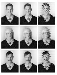 a series of black and white photos of men with different hairstyles